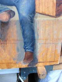 Painting Portrait - Cowboy - step 3 colors pants and boot close up