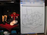 Painting Still Life  - Cowgirl All American - step 1b sketch details
