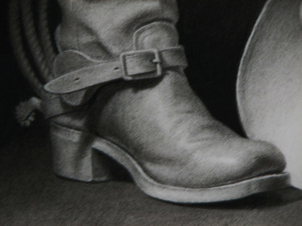 Drawing Still Life - Headed For The Horse boot detail