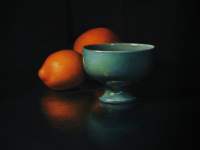Painting Still Life - Lemon, Orange and Chalis - second class oil still life